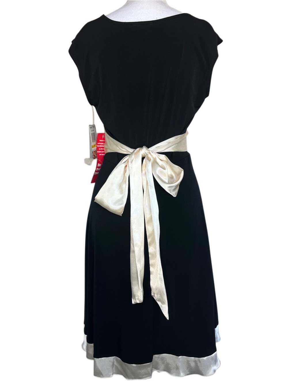 VTG Y2K XOXO Black Midi Dress with Cream Satin Trim - Picture 4 of 7